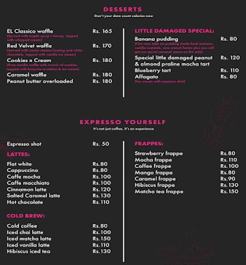 The Little Damaged Cafe menu 