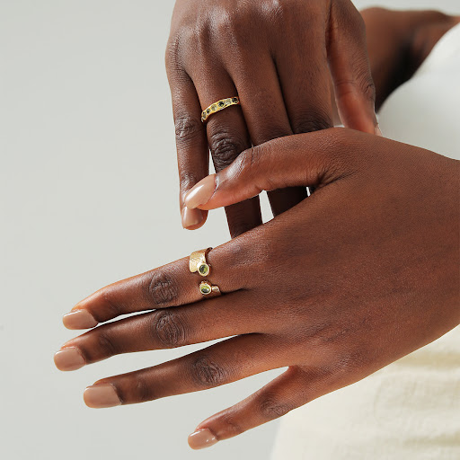 Title 2, Copper Inlaid Emerald Zircon Simple 18K Gold Pl...