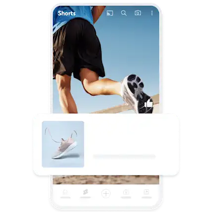 Ví dụ về một quảng cáo Tạo nhu cầu trên thiết bị di động cho thấy một đôi giày thể thao che phủ một video trên YouTube Shorts.