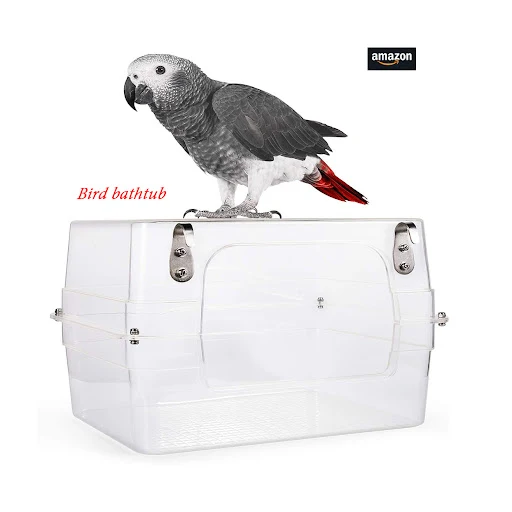 Bird Bath for birds Parrots Tub Large Clear Transparent Swimming Pool Box for Birds to Splash and Play Parrot Shower Ba