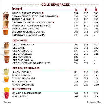 Costa Coffee menu 