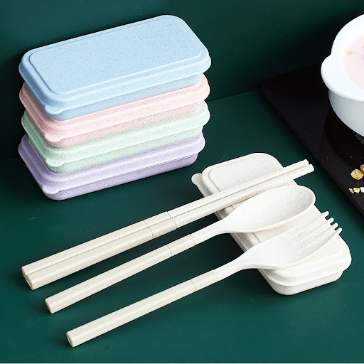 Title 2, Portable Folding Wheat Straw Tableware Set for ...