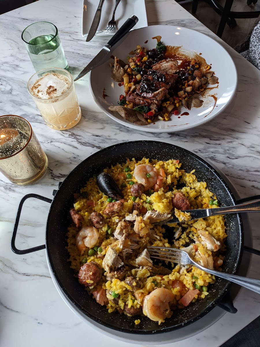 Paella and Duck Breast Entrees