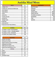 Ambika Misal menu 1