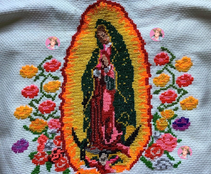 La virgen de guadalupe en punto de cruz 