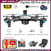 Máy Bay Điều Khiển Từ Xa 4 Cánh K8 Pro - Flycam Mini Giá Rẻ Camera Kép Cảm Biến Tránh Vật Cản, Thời Gian Bay 25 Phút