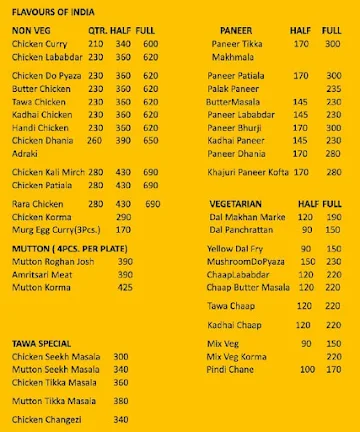 The Tandoori Times menu 