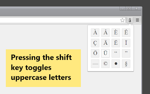 Pressing the shift key toggles uppercase letters 