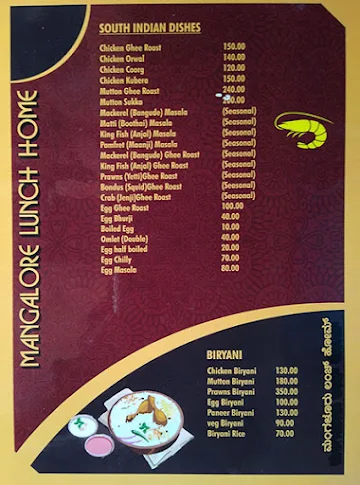 Mangalore Lunch Home menu 