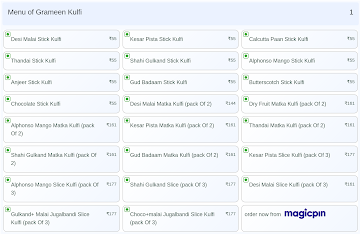 Grameen Kulfi menu 