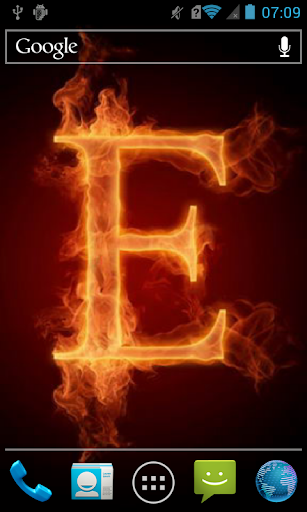 Fiery letter E Live WP