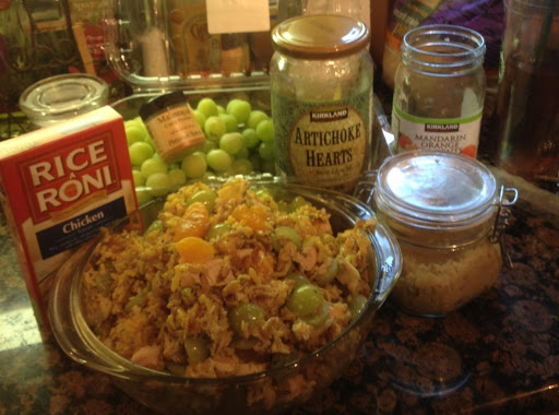 Curried Rice A Roni chicken salad.  Fast and easy!  Great for potlucks and summer dinners.  