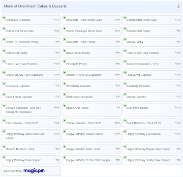 OvenFresh Cakes & Desserts menu 