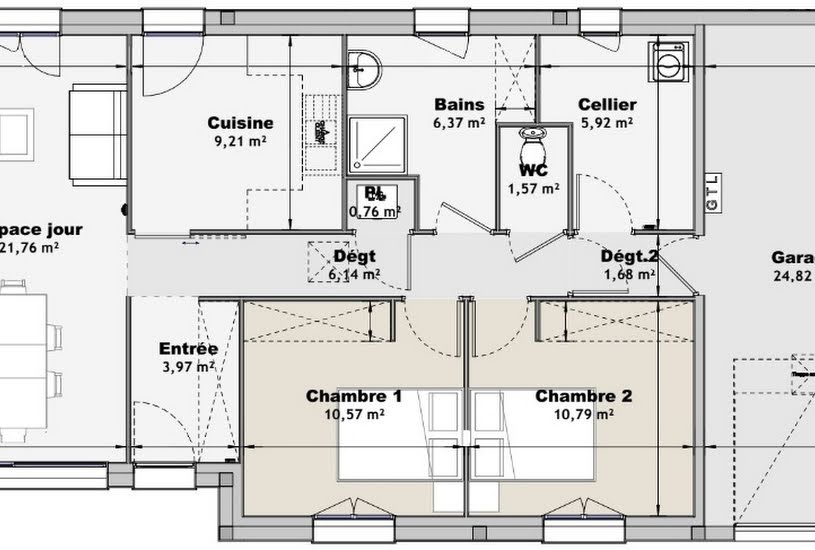  Vente Terrain + Maison - Terrain : 1 000m² - Maison : 78m² à Magny-le-Désert (61600) 