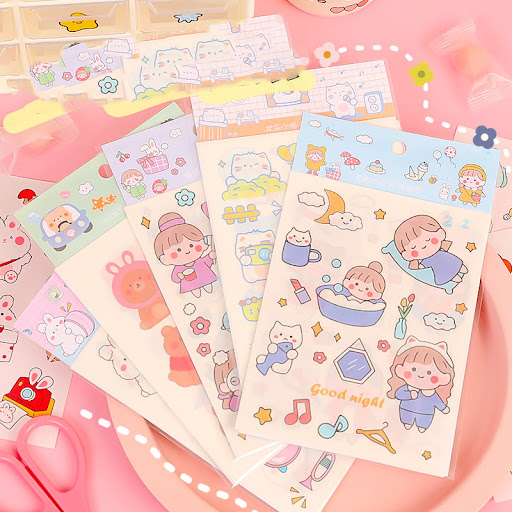 Title 5, Simple Cartoon Stickers Japanese Hand Account G...