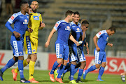 SuperSport United players during the Absa Premiership match against Maritzburg United at Lucas Moripe Stadium on February 22, 2017 in Pretoria, South Africa.