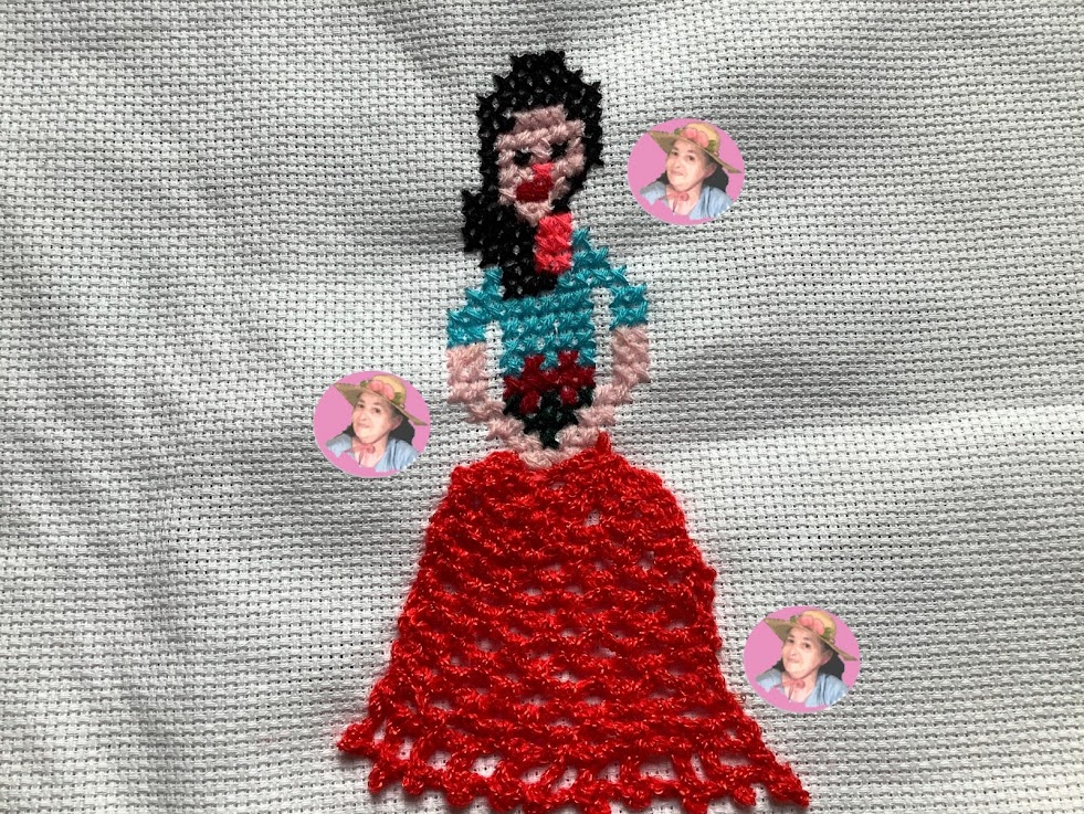 Bella Monita en punto de cruz en crochet o gancho 