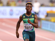 Thando Dlodlo competing in the 100m at the 2019 world championships in Doha. 