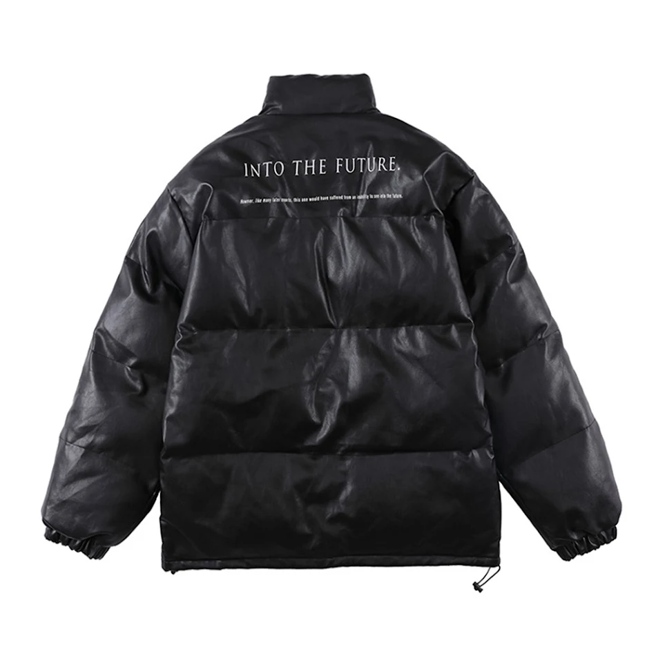 Heren katoenen gewatteerde jas met opstaande kraag en leren jas. Zorgt voor warmte en stijl tijdens de koude dagen, perfect voor dagelijks gebruik.