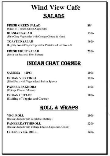 Wind View Cafe menu 