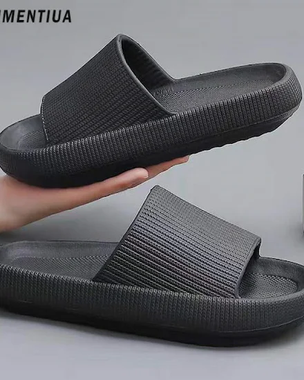 New Men Thick Bottom Slippers Platform Bathroom Slides No... - 2