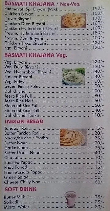 Padmavatee menu 