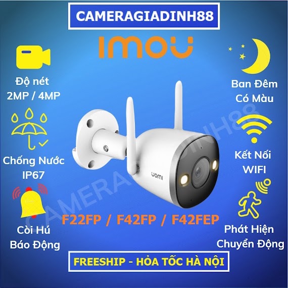 Camera Wifi Ngoài Trời Imou F22P Bullet 2C 2E F42Fp F42Fep F22Fp 2Mp 4M 1080P Fullhd Còi Hú, Màu Ban Đêm Dahua Việt Nam