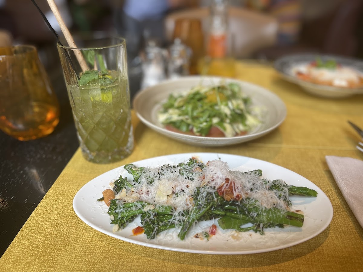 Brocolini and artichoke salad. The basil mocktail was superb