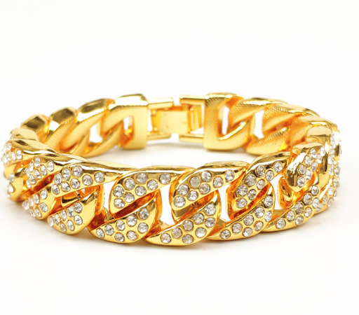 Title 6, Full Diamond Cuban Chain Mens Bracelet Dominee...