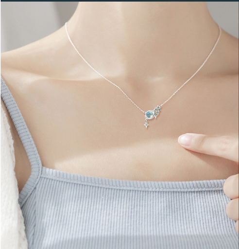 Title 3, Star Clavicle Chain Natural Moonstone Necklace ...