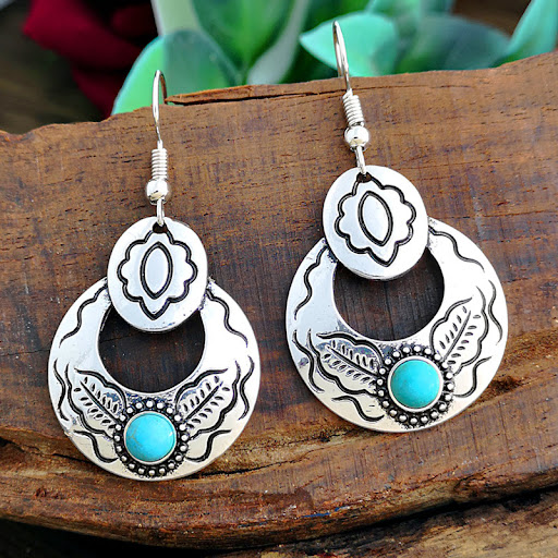Title 4, Fashion Flower Hollow Geometry Leaf Earrings. T...