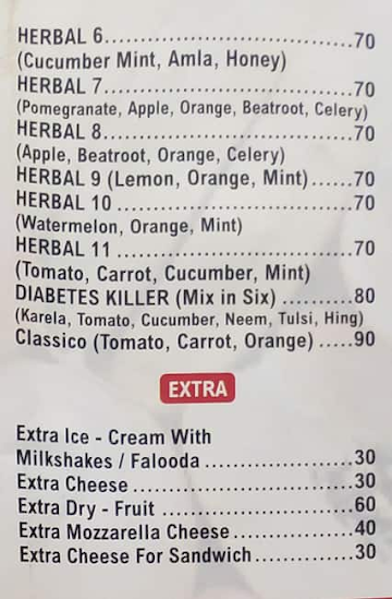Lazeez Juice Centre menu 