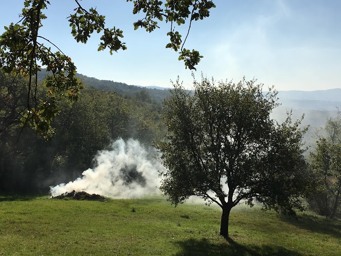 Podere Santa Pia, het snoeihout wordt verbrand