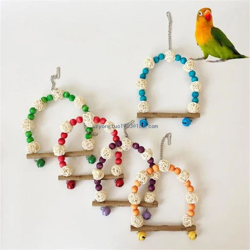 Lovebirds Parrots Toy Budgies Cage Stand Swing Climbing Bridge Swing Toy for Pet Bird Parakeets Cockatiel