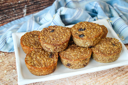 A platter of Baked Oatmeal Cups.