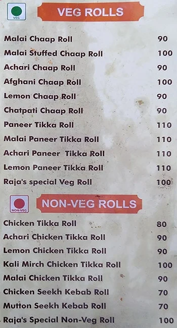 Foodie Raja menu 