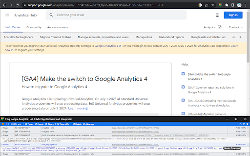 XTag Google Analytics: Record & check UA,GA4