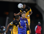 Bradley Grobler of Supersport United challenged by Siyabonga Ngezana of Kaizer Chiefs during the DStv Premiership match at Lucas Masterpieces Moripe Stadium on December 15 2020 in Pretoria. 