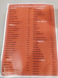Panchgani Cafeteria menu 1