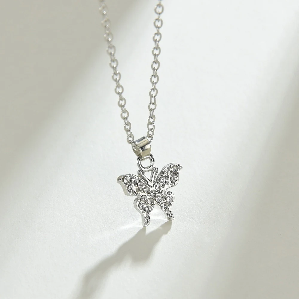 Title 1, Koreaanse mode strass vlinder hanger ketting va...