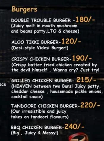 AG's Burger menu 