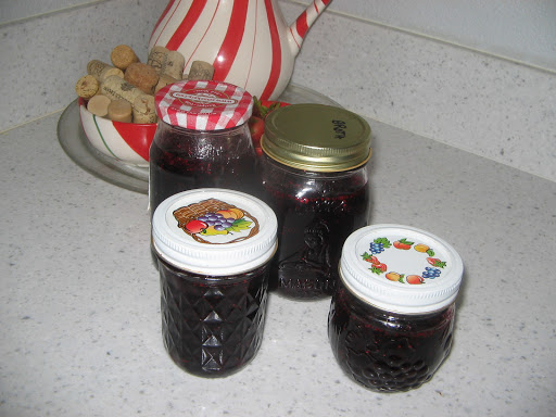 Blueberry/cranberry jam -this is so  good. Used 1/2 blueberries and 1/2 cranberries. and  half regular sugar and 1/2 Splenda with lemon jello....turned out delicious. ..family enjoyes this with  fresh bread toasted...mmm
