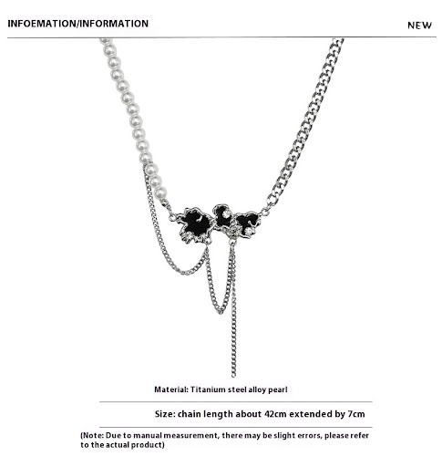 Title 6, Womens Black Xiangyun Stitching Pearl Necklace...
