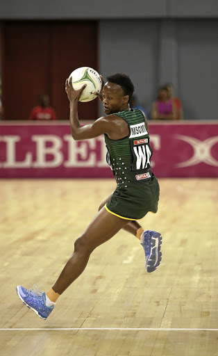 Bongi Msomi of the Proteas in action during the netball Quad Series.