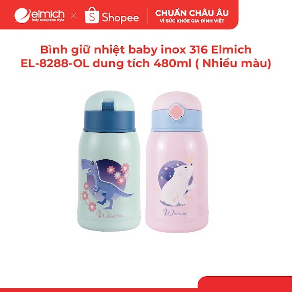 [Lifemcmbp4 - 12% Đơn 250K] Bình Giữ Nhiệt Baby Inox 316 Elmich El - 8288 - Ol Dung Tích 480Ml ( Nhiều Màu)