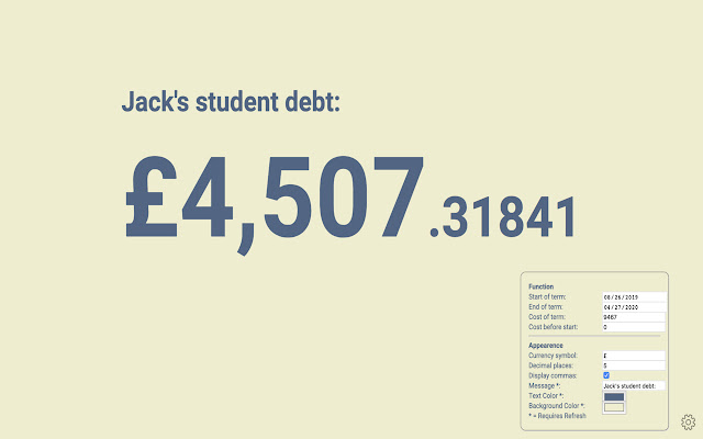 Student Debt Display chrome extension