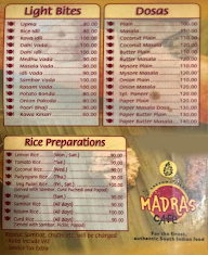 Lakshmi Vilas Madras Cafe menu 1