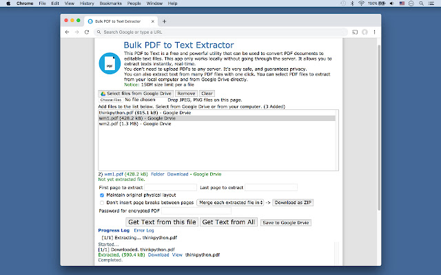 Bulk PDF to Text Extractor chrome extension