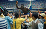 Edson Arantes Do Nascimento Pelé of Brazil celebrates victory after his team won the World Cup final in Mexico against Italy at Estadio Azteca in Città del Messico on June 21 1970.