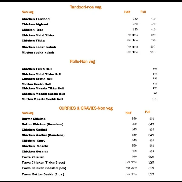 Butter Chicken menu 